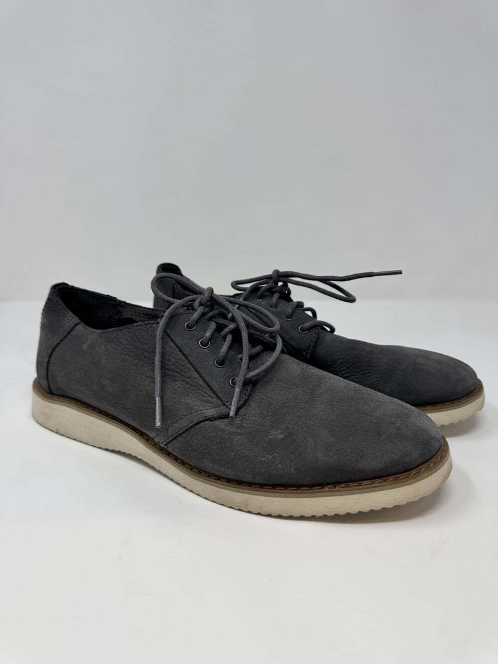 Toms Preston Mens Oxford Grey 10 Suede Dress Shoe